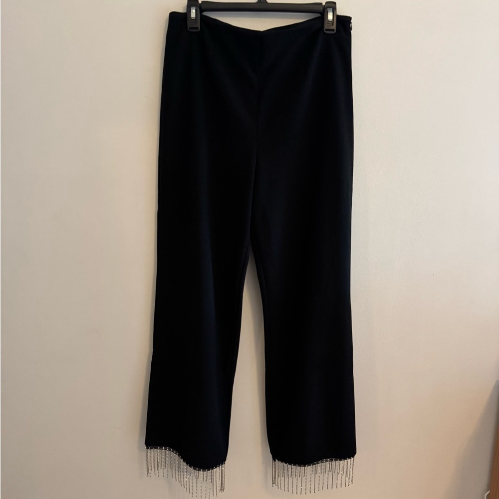 Black Pants with Fringe Detail
